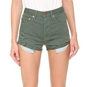 NSF High Rise Olive Green Denim Shorts